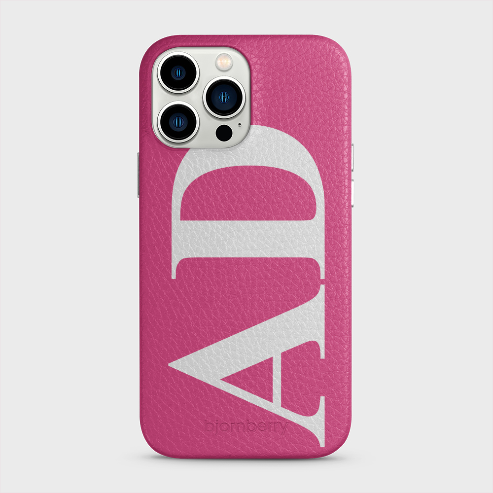 iPhone 13 Pro Max Personalised Leather Case - Large Initials - 35