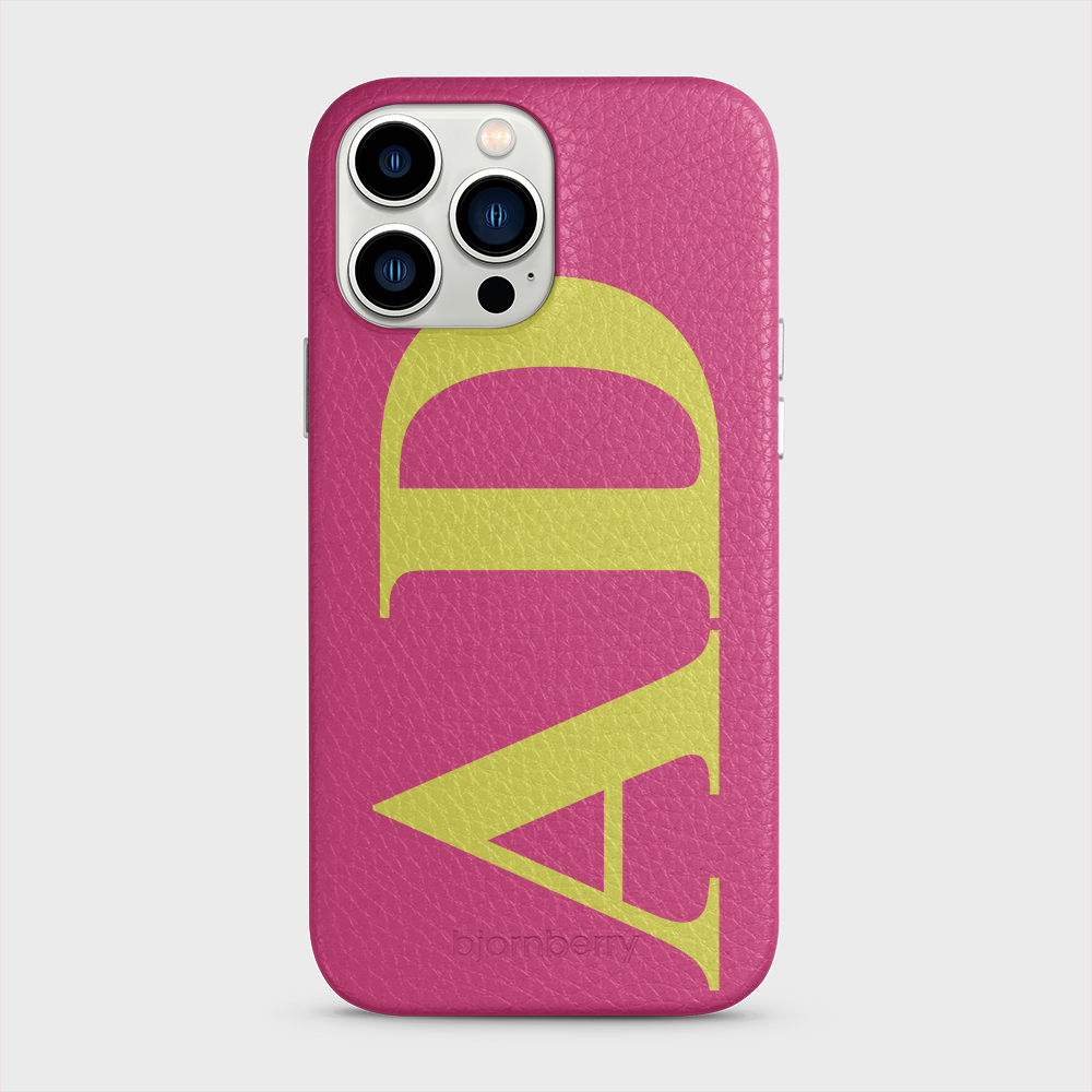iPhone 13 Pro Max Personalised Leather Case - Large Initials - 36