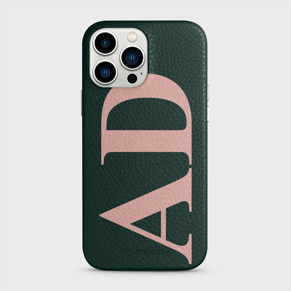 iPhone 13 Pro Max Personalised Leather Case - Large Initials - 25