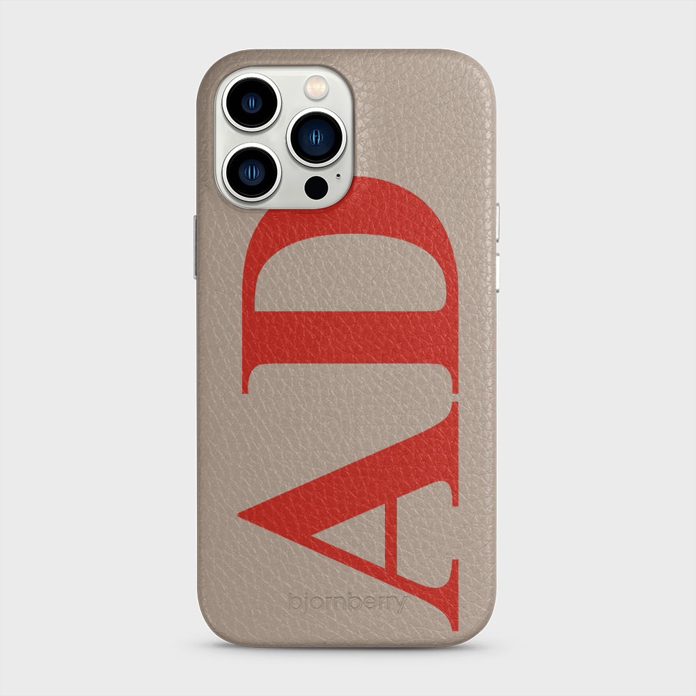 iPhone 13 Pro Max Personalised Leather Case - Large Initials - 39