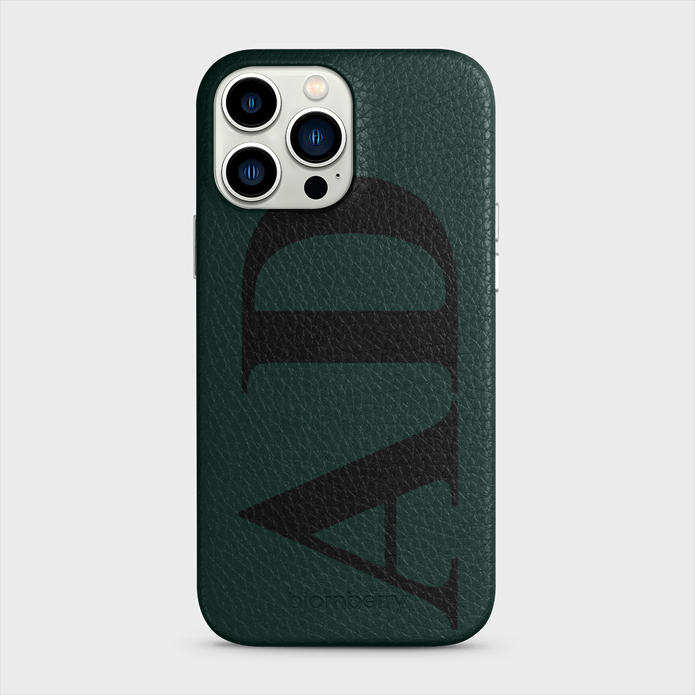 iPhone 13 Pro Max Personalised Leather Case - Large Initials - 27