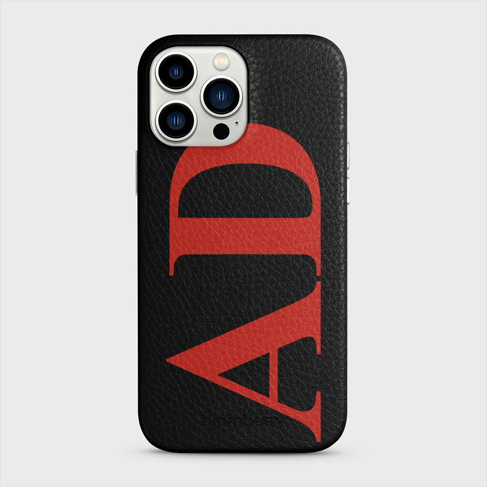 iPhone 13 Pro Max Personalised Leather Case - Large Initials - 5
