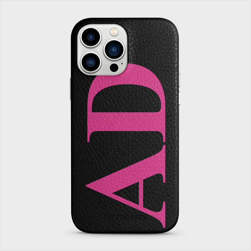 iPhone 13 Pro Max Personalised Leather Case - Large Initials - 2