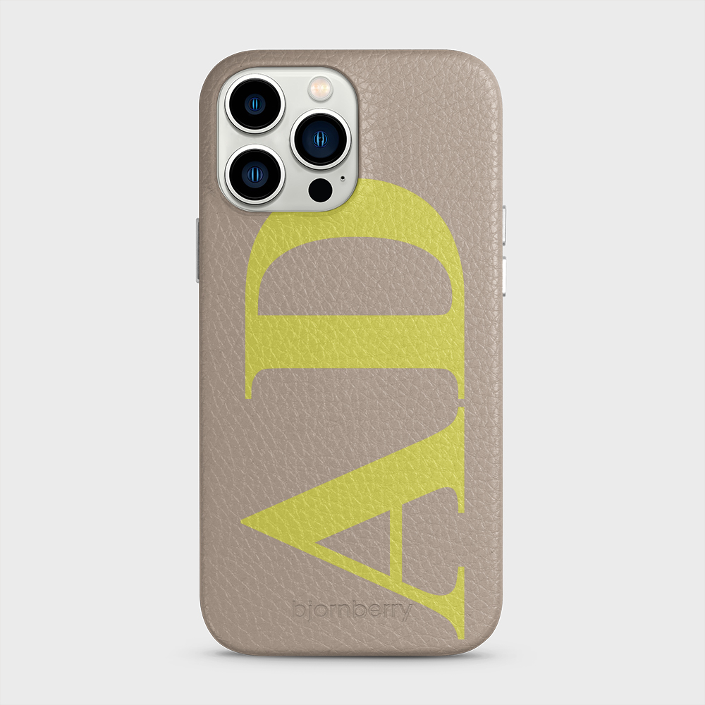 iPhone 13 Pro Max Personalised Leather Case - Large Initials - 42