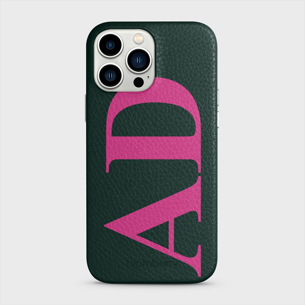 iPhone 13 Pro Max Personalised Leather Case - Large Initials - 24