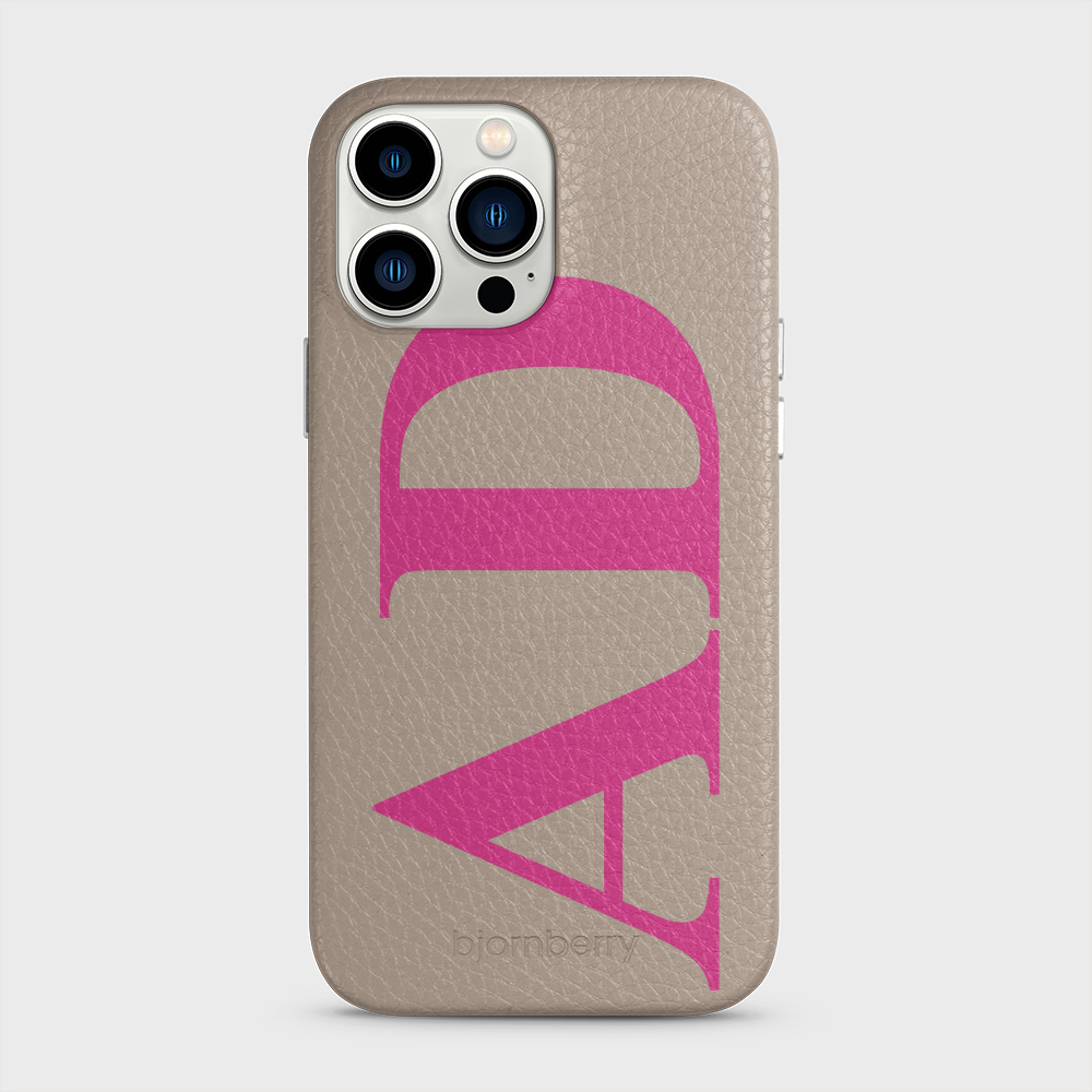iPhone 13 Pro Max Personalised Leather Case - Large Initials - 37
