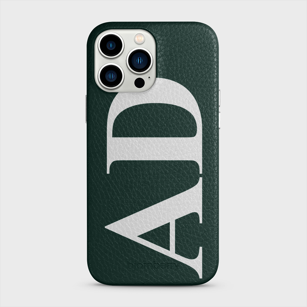 iPhone 13 Pro Max Personalised Leather Case - Large Initials - 28