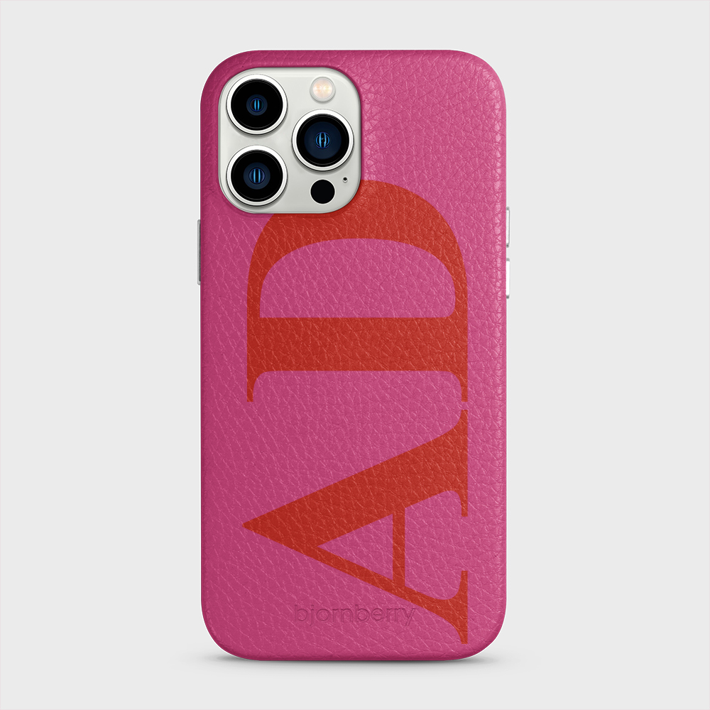 iPhone 13 Pro Max Personalised Leather Case - Large Initials - 33