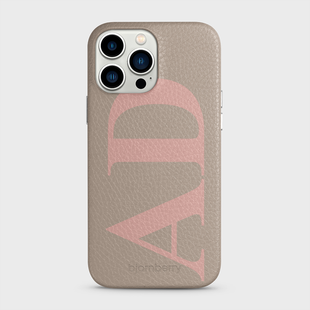 iPhone 13 Pro Max Personalised Leather Case - Large Initials - 38