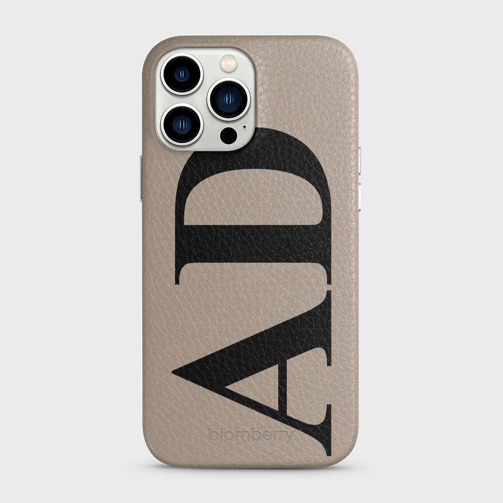 iPhone 13 Pro Max Personalised Leather Case - Large Initials - 40