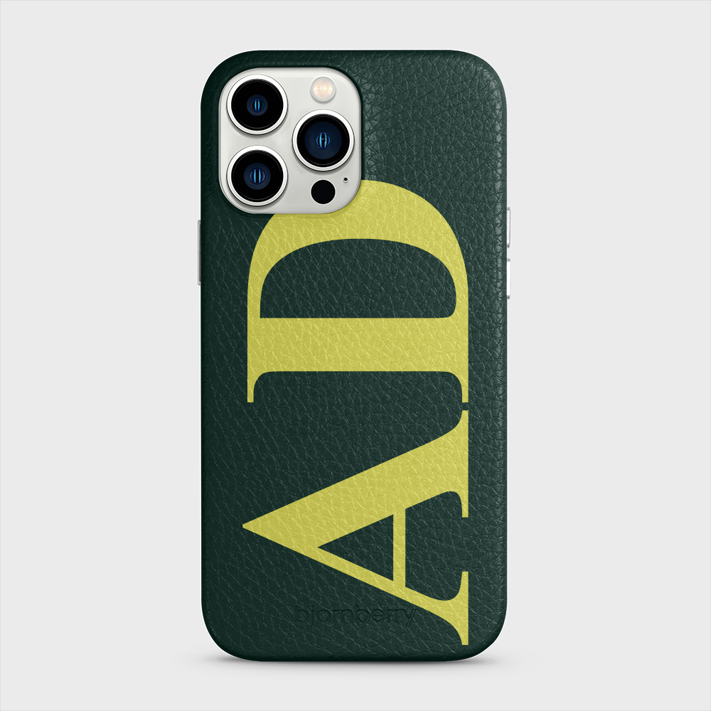 iPhone 13 Pro Max Personalised Leather Case - Large Initials - 29