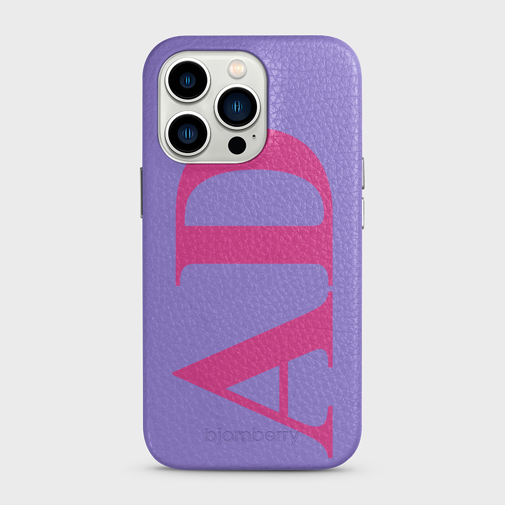 iPhone 13 Pro Personalised Leather Case - Large Initials - 3