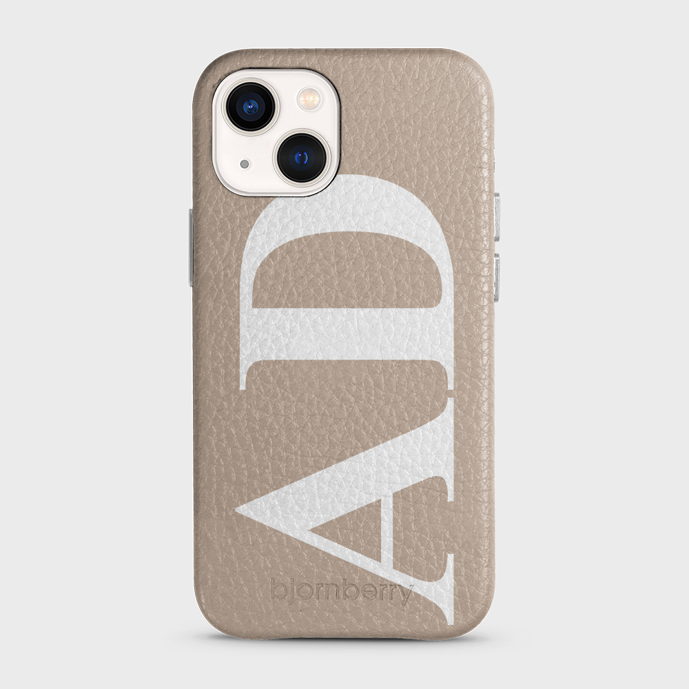 iPhone 13 Mini Personalised Leather Case - Large Initials - 28