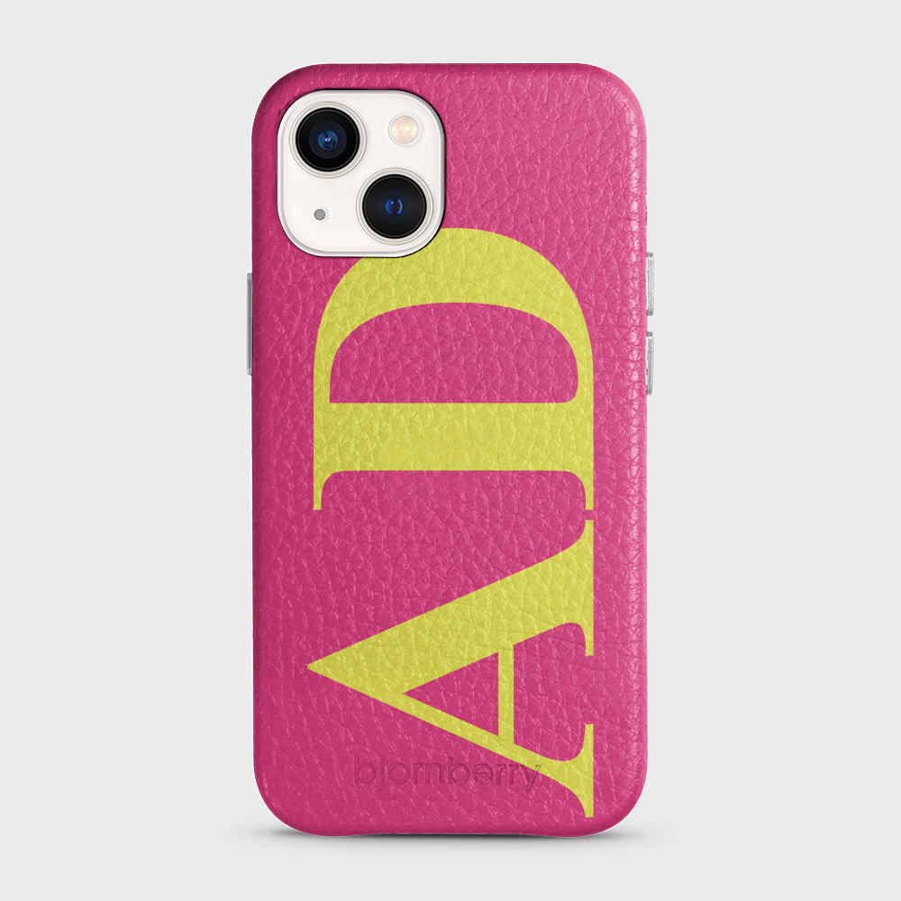 iPhone 13 Mini Personalised Leather Case - Large Initials - 22