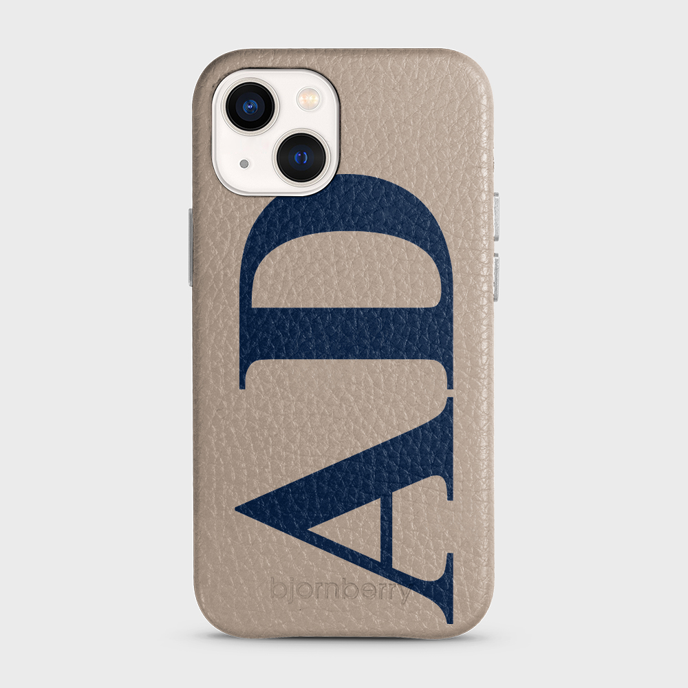 iPhone 13 Mini Personalised Leather Case - Large Initials - 23