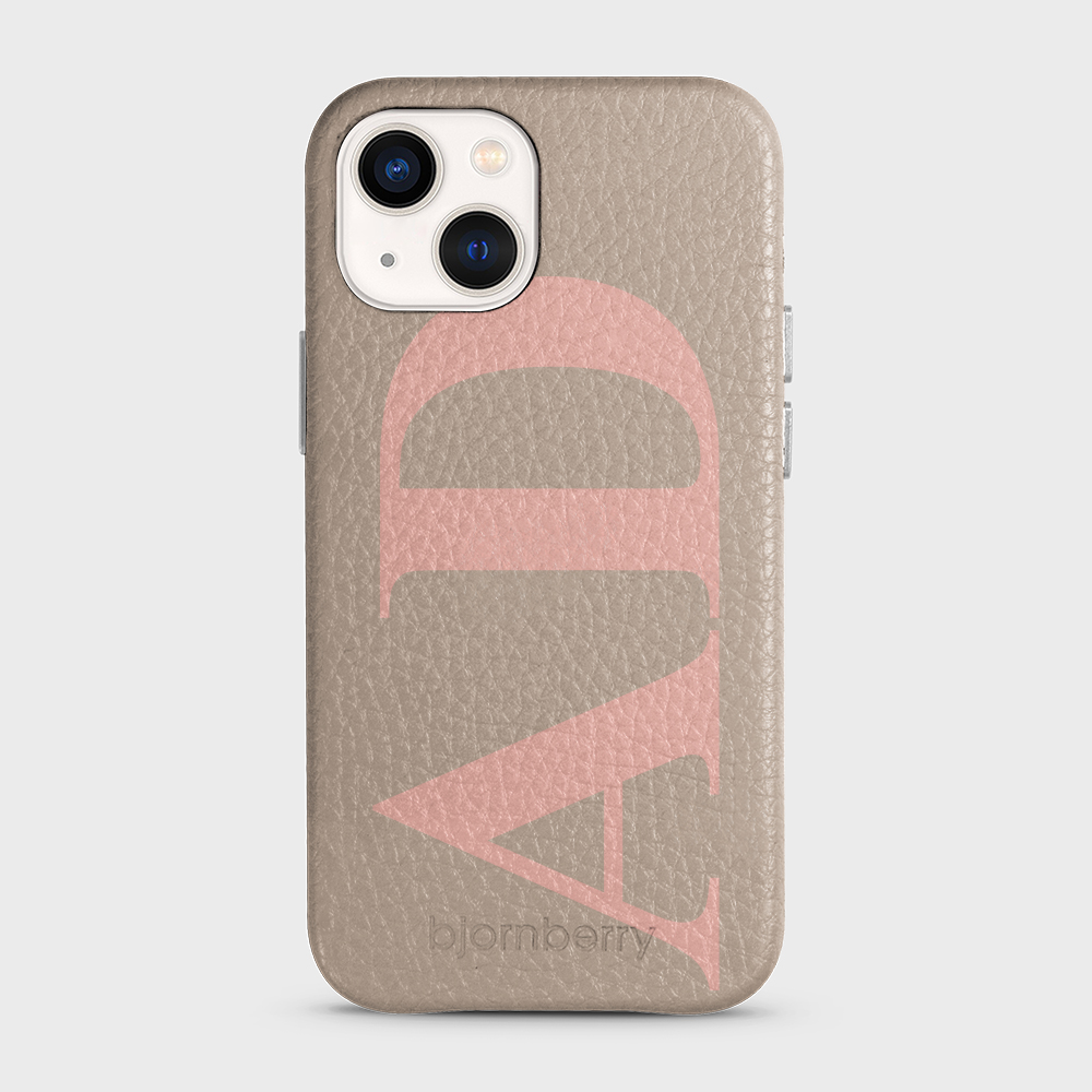 iPhone 13 Mini Personalised Leather Case - Large Initials - 25