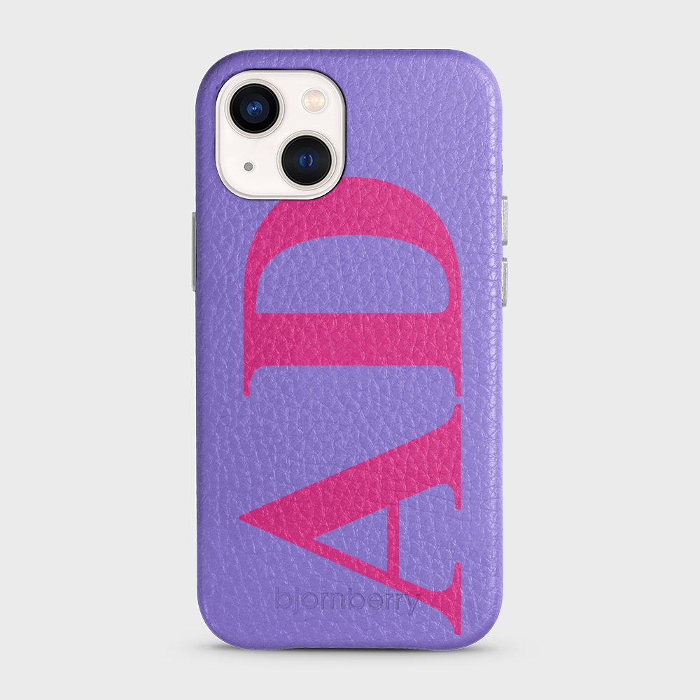 iPhone 13 Mini Personalised Leather Case - Large Initials - 10