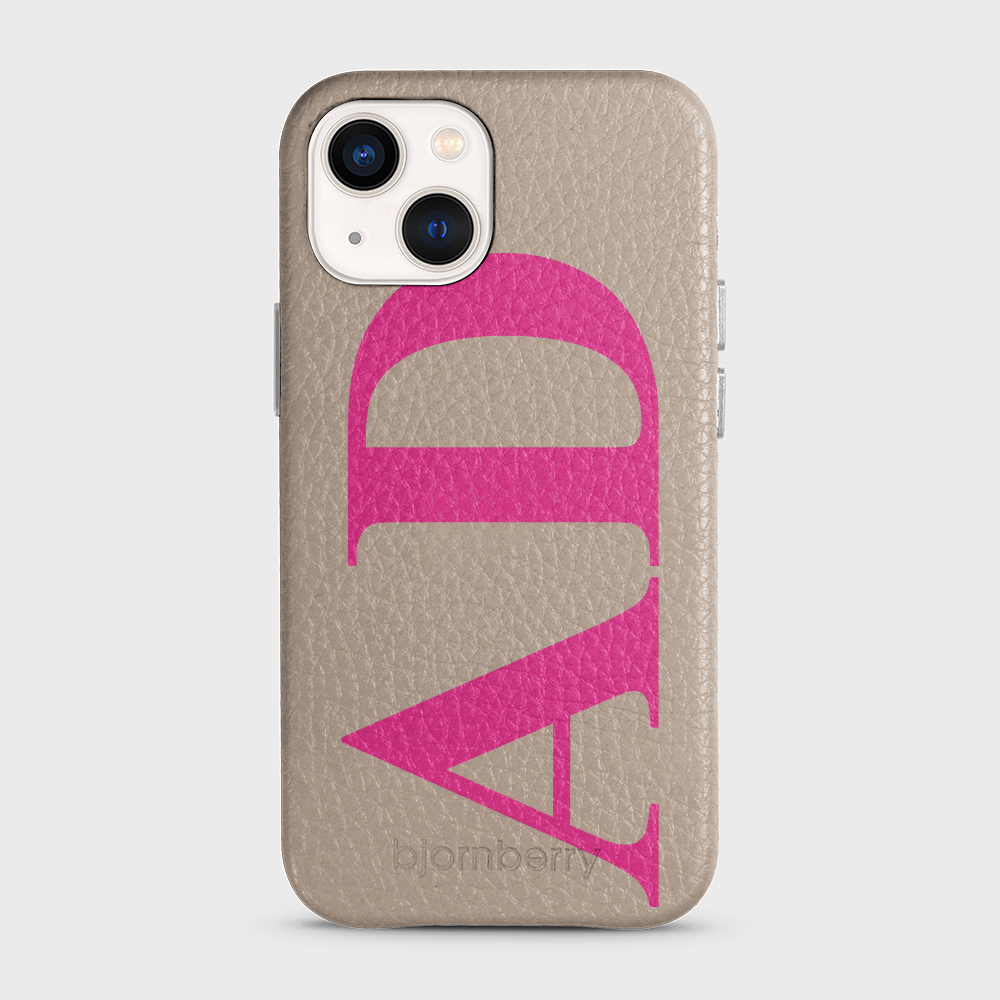 iPhone 13 Mini Personalised Leather Case - Large Initials - 24