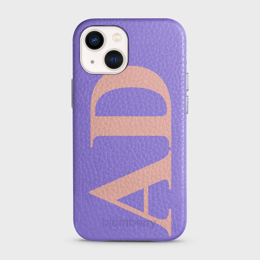 iPhone 13 Mini Personalised Leather Case - Large Initials - 11