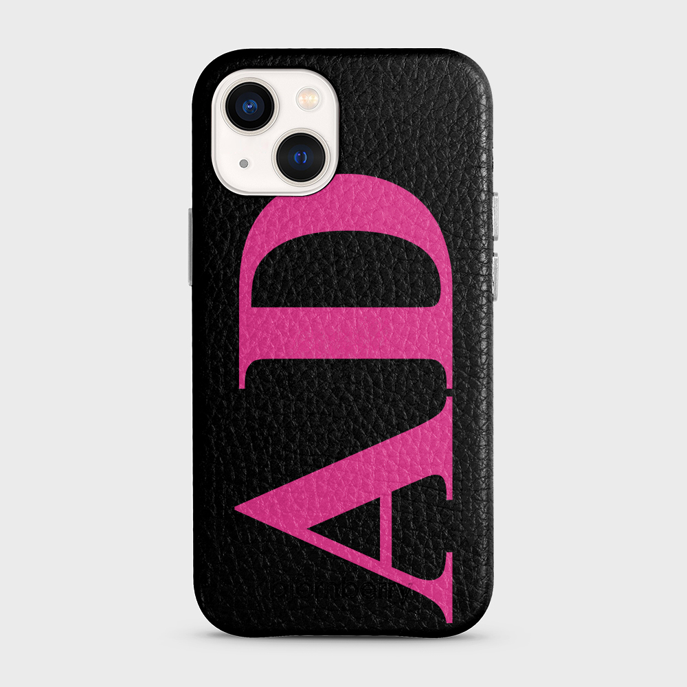 iPhone 13 Mini Personalised Leather Case - Large Initials - 2