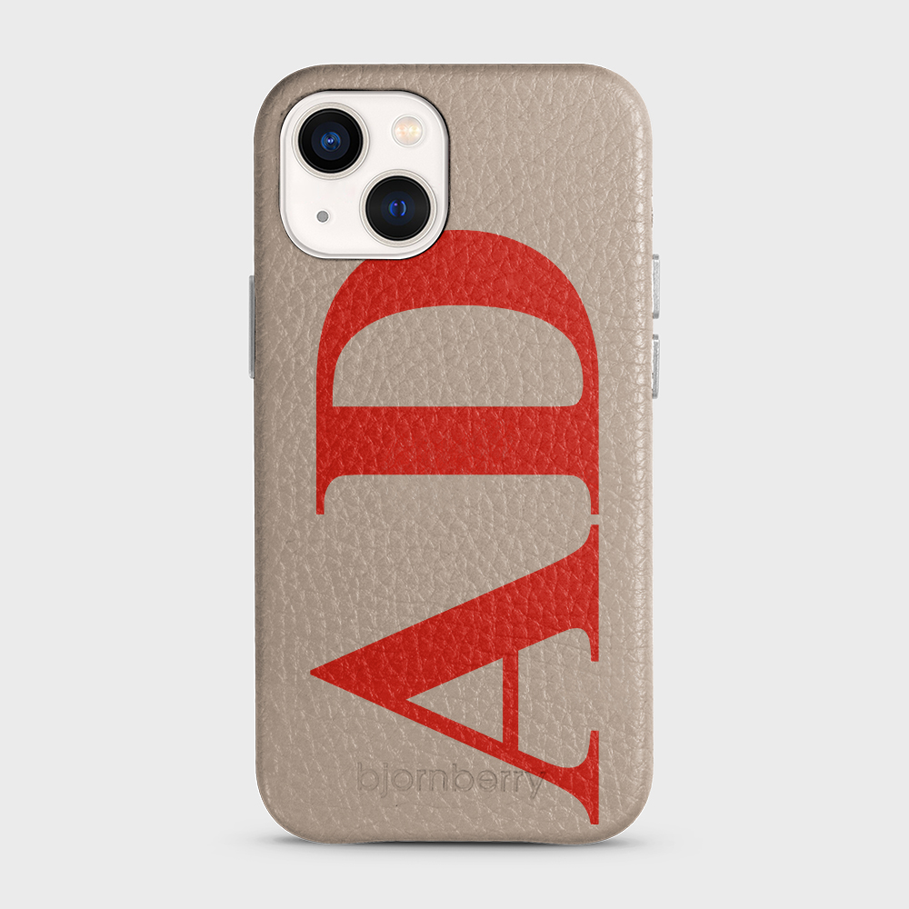 iPhone 13 Mini Personalised Leather Case - Large Initials - 26