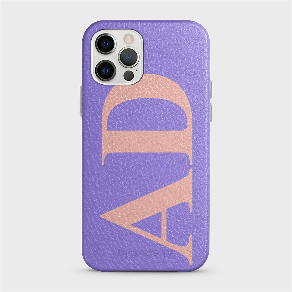 iPhone 12/12 Pro Personalised Leather Case - Large Initials - 4