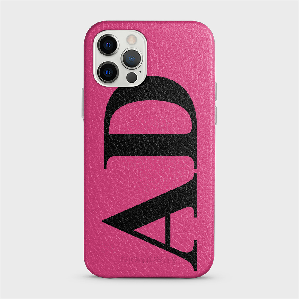 iPhone 12/12 Pro Personalised Leather Case - Large Initials - 13