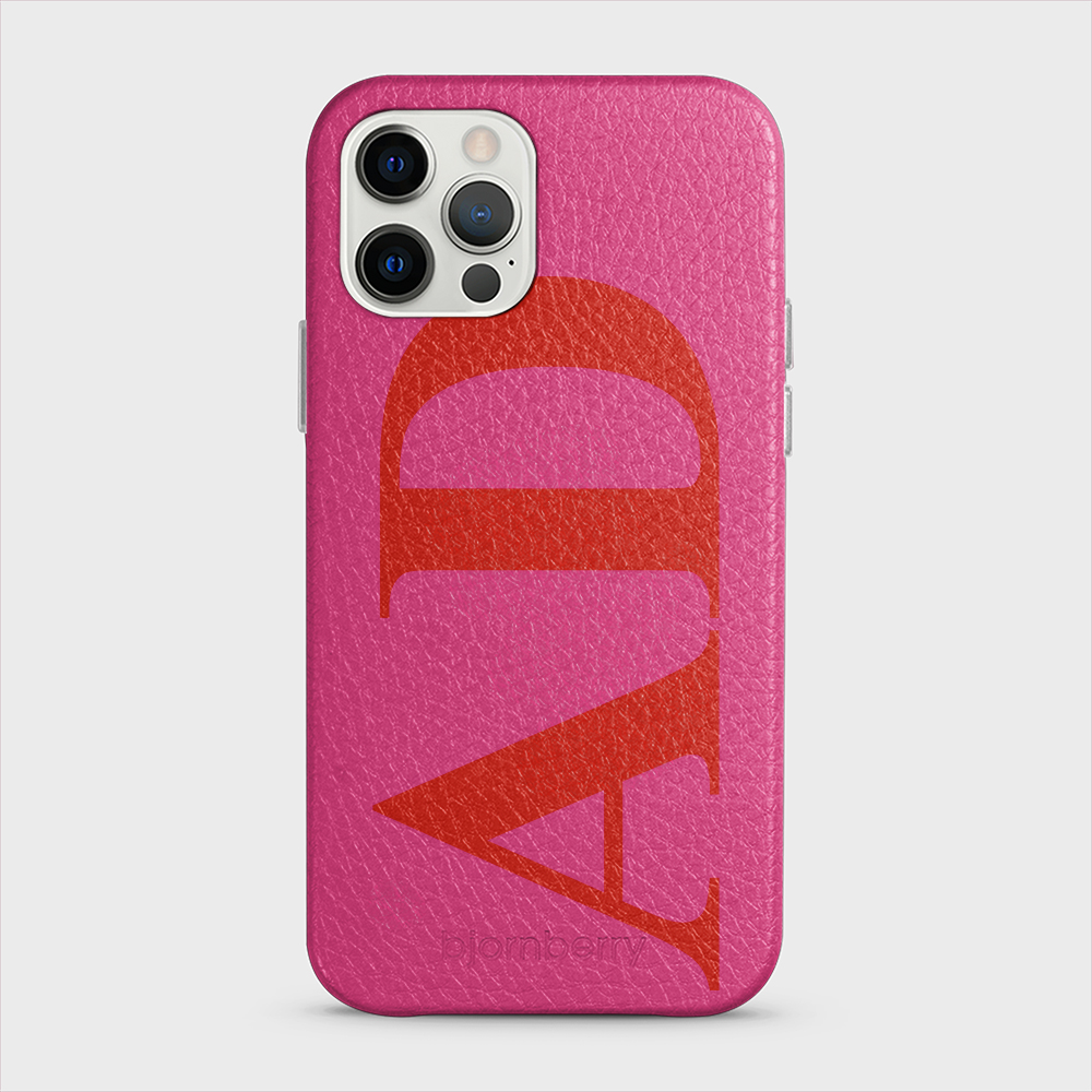 iPhone 12/12 Pro Personalised Leather Case - Large Initials - 12