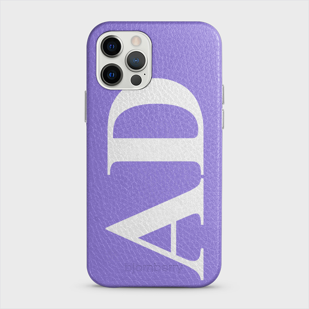iPhone 12/12 Pro Personalised Leather Case - Large Initials - 7