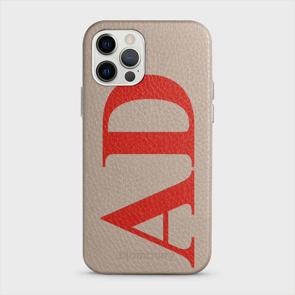 iPhone 12/12 Pro Personalised Leather Case - Large Initials - 19