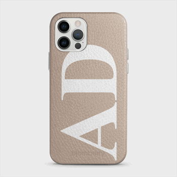iPhone 12/12 Pro Personalised Leather Case - Large Initials