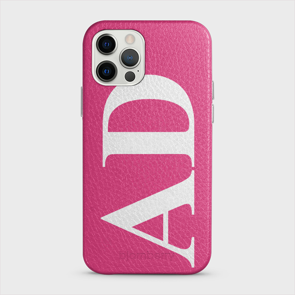 iPhone 12/12 Pro Personalised Leather Case - Large Initials - 14