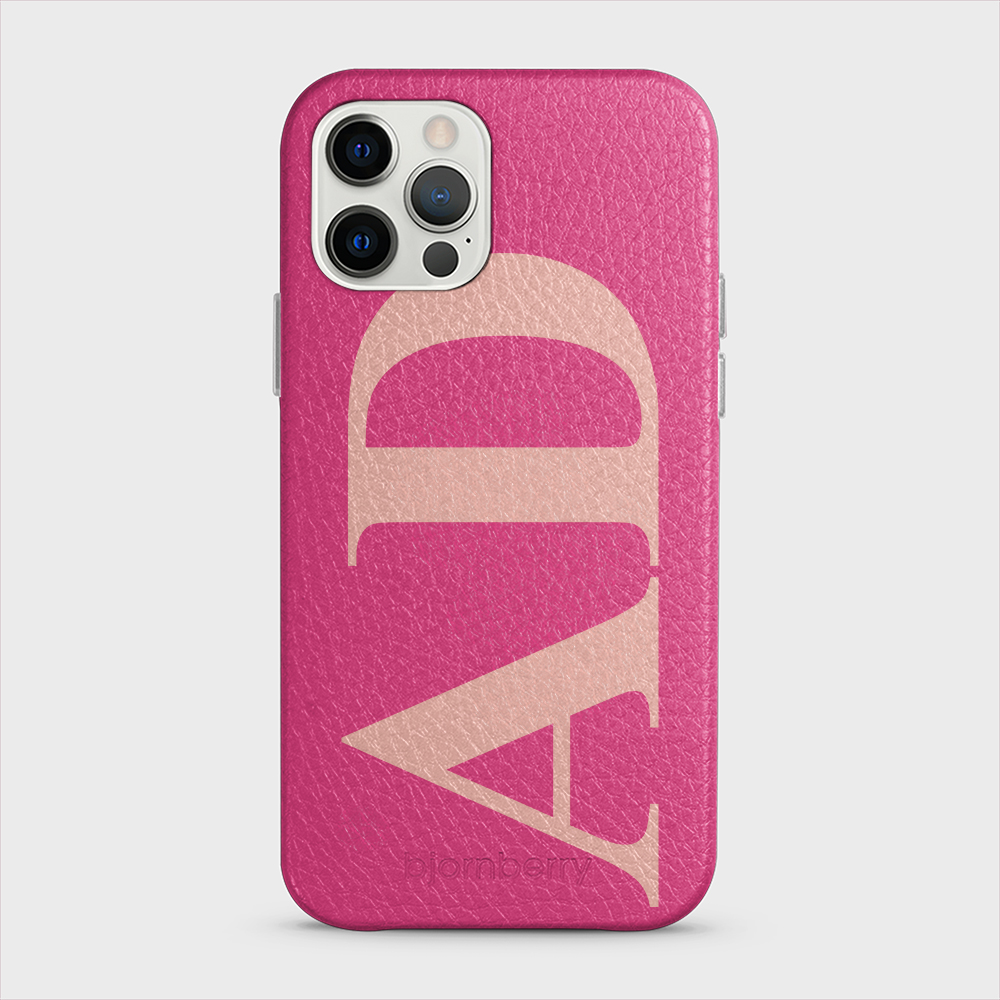iPhone 12/12 Pro Personalised Leather Case - Large Initials - 11