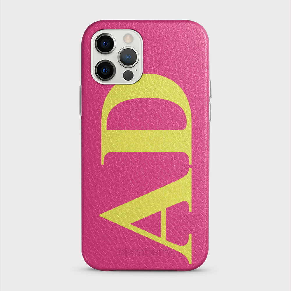 iPhone 12/12 Pro Personalised Leather Case - Large Initials - 15