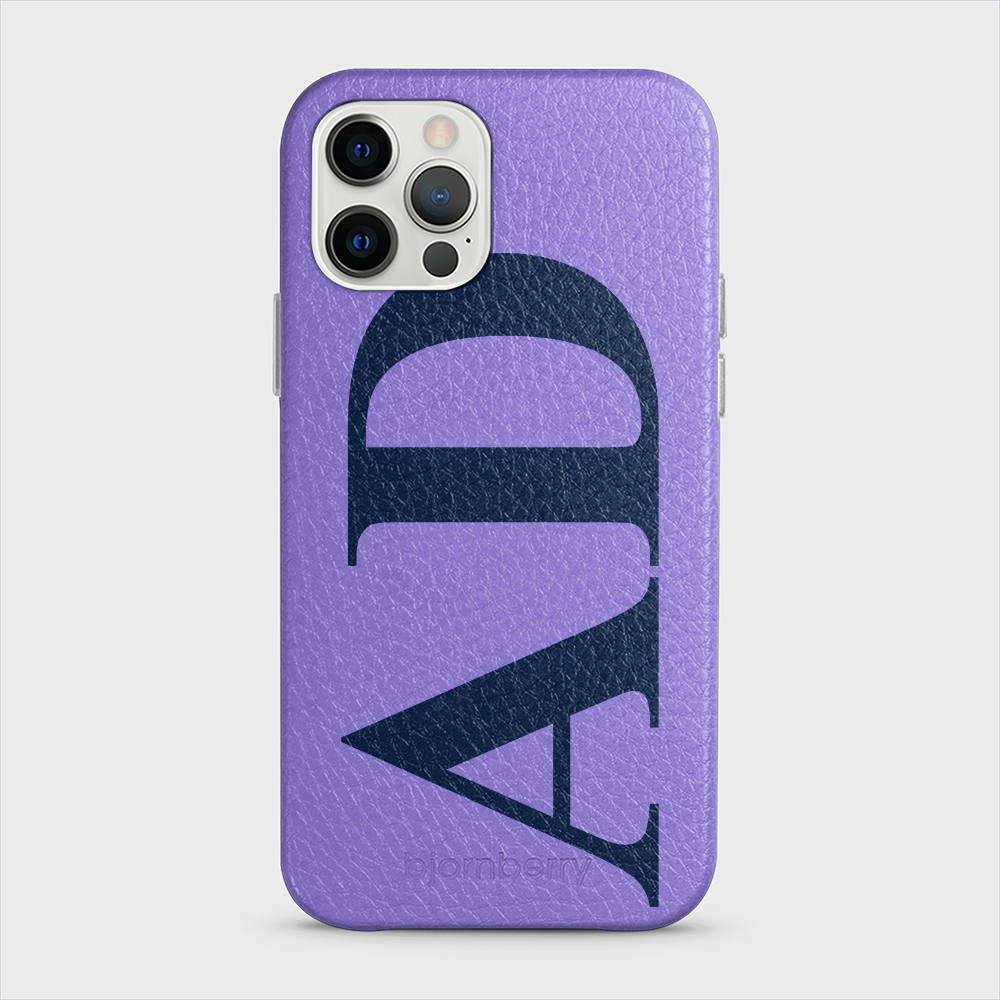 iPhone 12/12 Pro Personalised Leather Case - Large Initials - 2