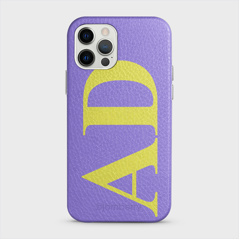iPhone 12/12 Pro Personalised Leather Case - Large Initials - 8