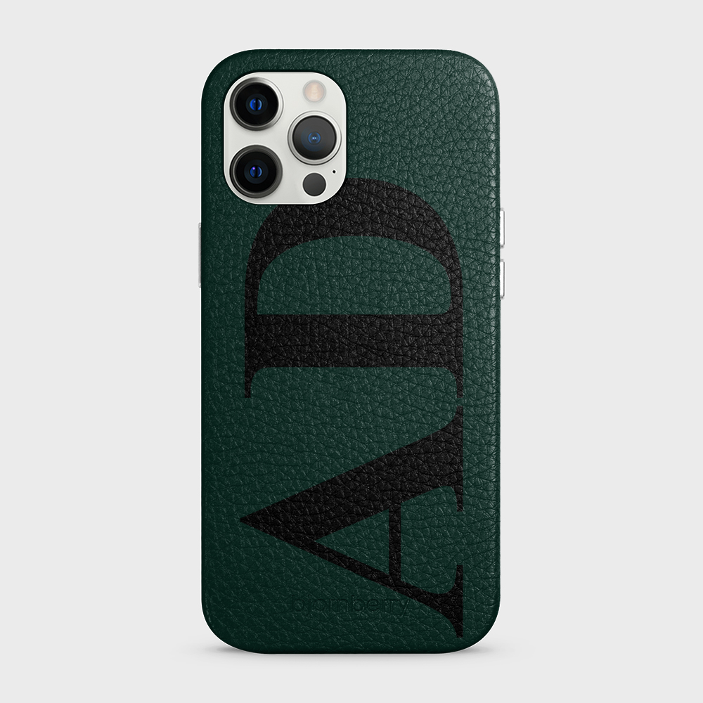 iPhone 12 Pro Max Personalised Leather Case - Large Initials - 27