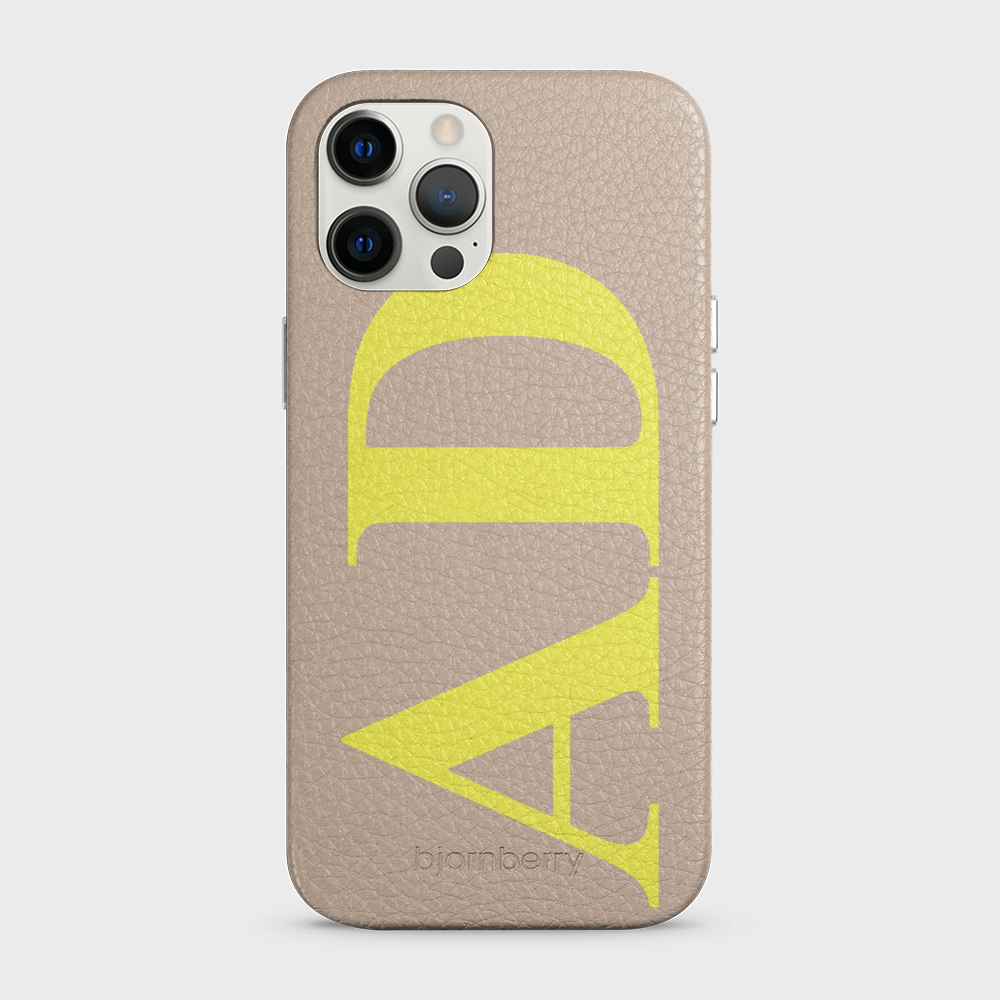 iPhone 12 Pro Max Personalised Leather Case - Large Initials - 43