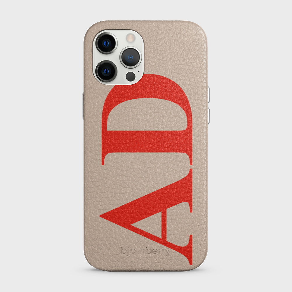 iPhone 12 Pro Max Personalised Leather Case - Large Initials - 40