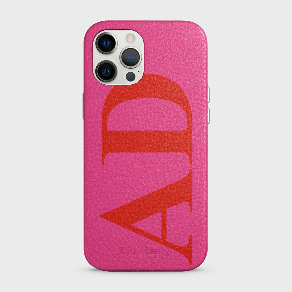 iPhone 12 Pro Max Personalised Leather Case - Large Initials - 30