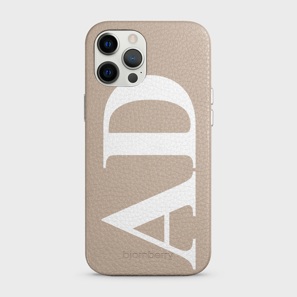 iPhone 12 Pro Max Personalised Leather Case - Large Initials - 42