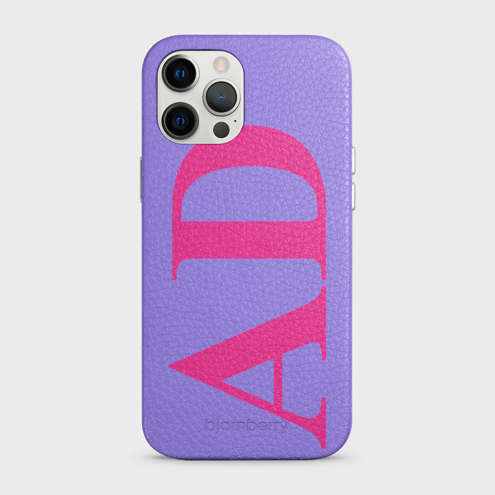 iPhone 12 Pro Max Personalised Leather Case - Large Initials - 17