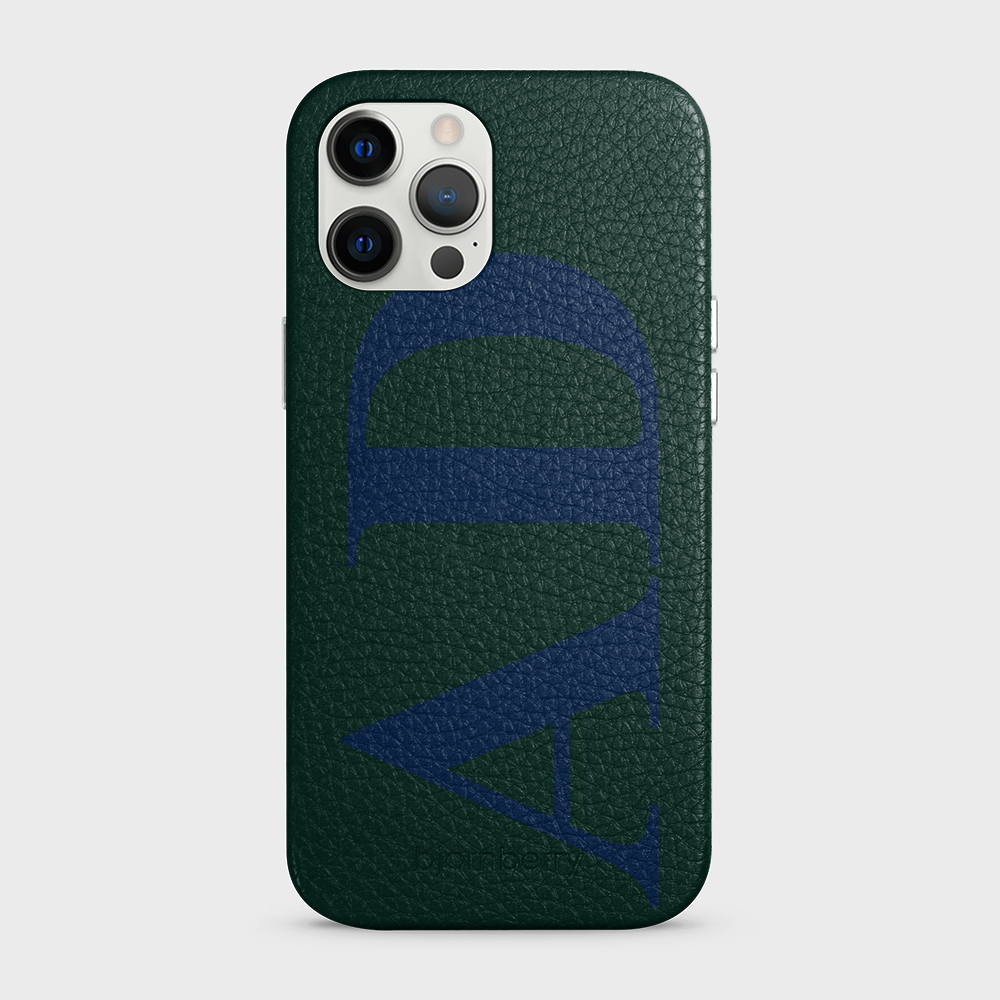 iPhone 12 Pro Max Personalised Leather Case - Large Initials - 23