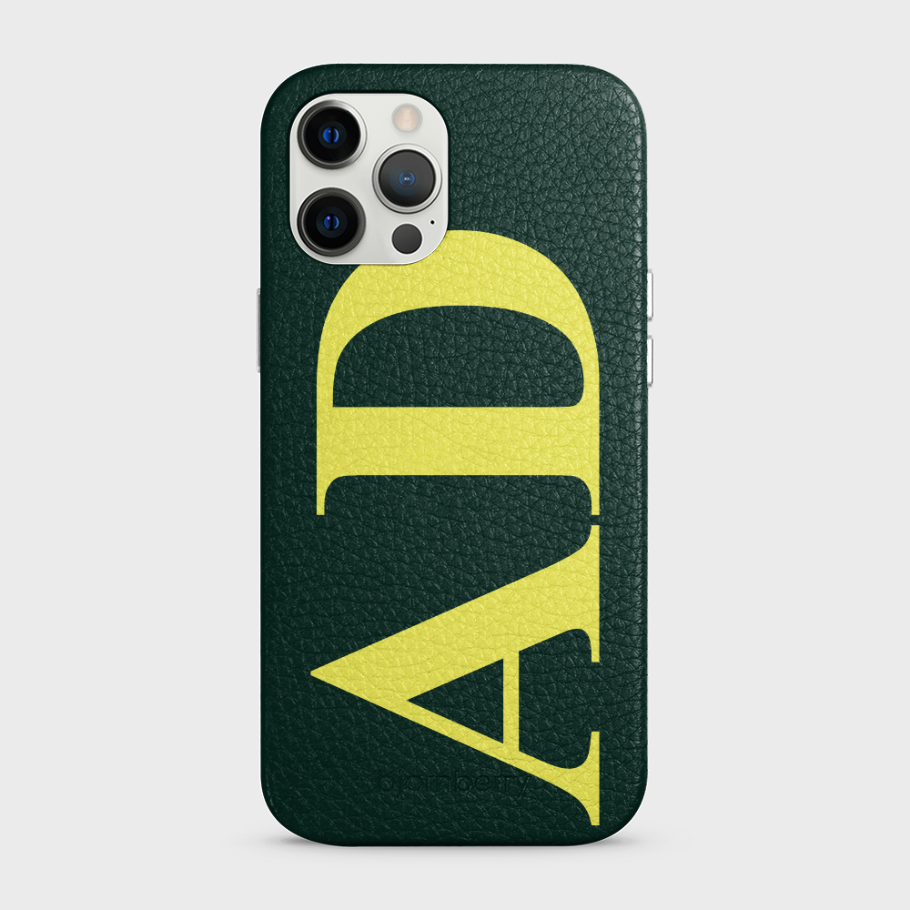 iPhone 12 Pro Max Personalised Leather Case - Large Initials - 29