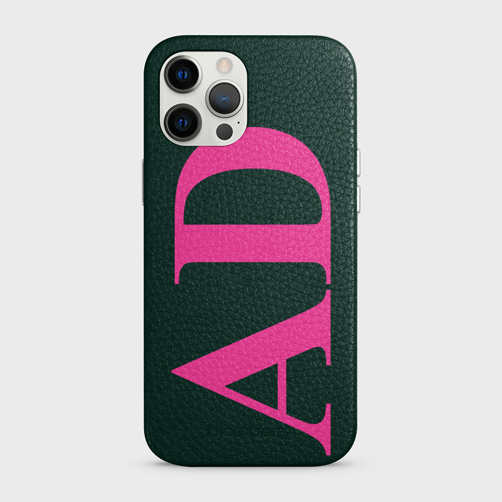 iPhone 12 Pro Max Personalised Leather Case - Large Initials - 24