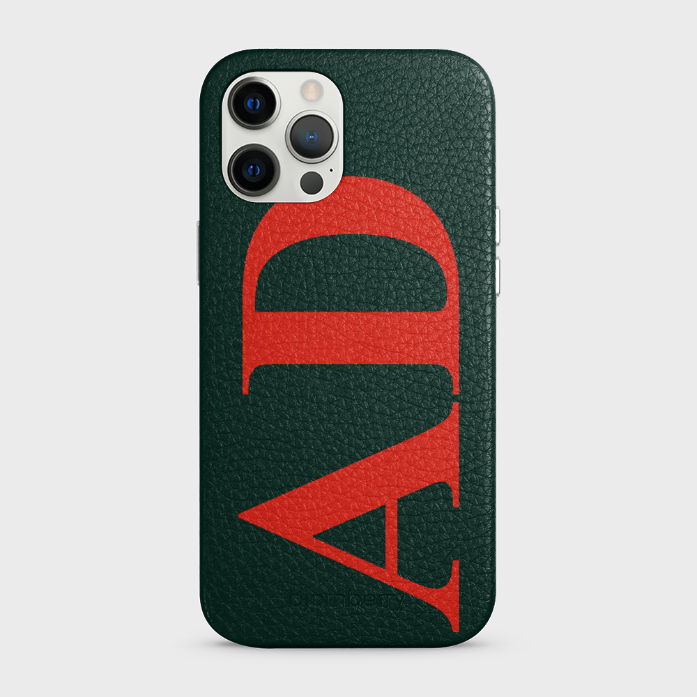 iPhone 12 Pro Max Personalised Leather Case - Large Initials - 26