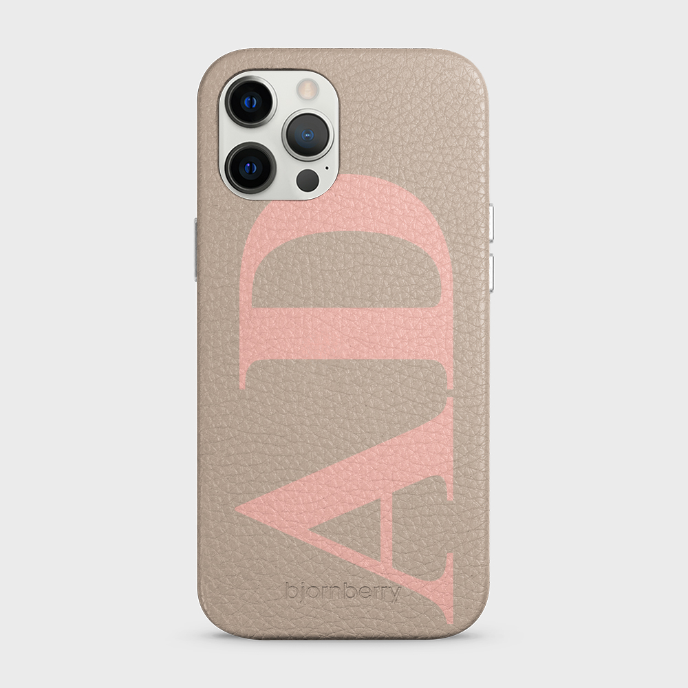 iPhone 12 Pro Max Personalised Leather Case - Large Initials - 39