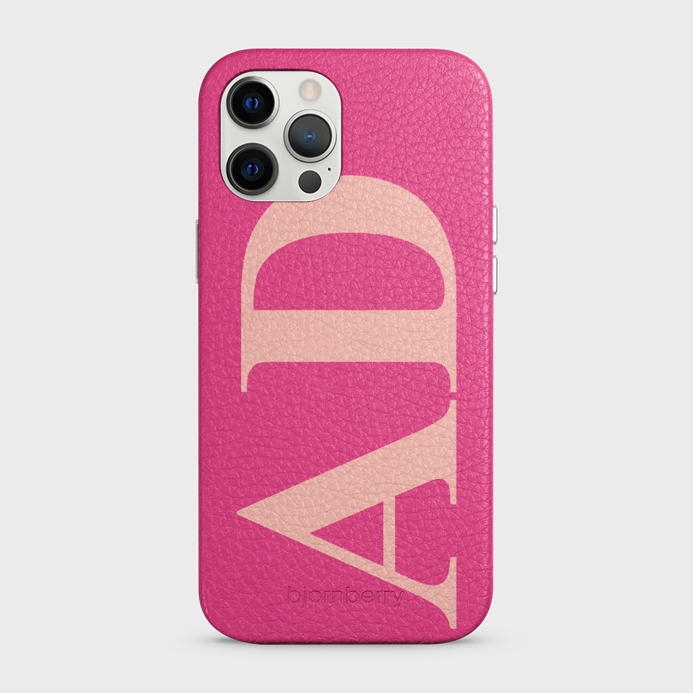 iPhone 12 Pro Max Personalised Leather Case - Large Initials - 36