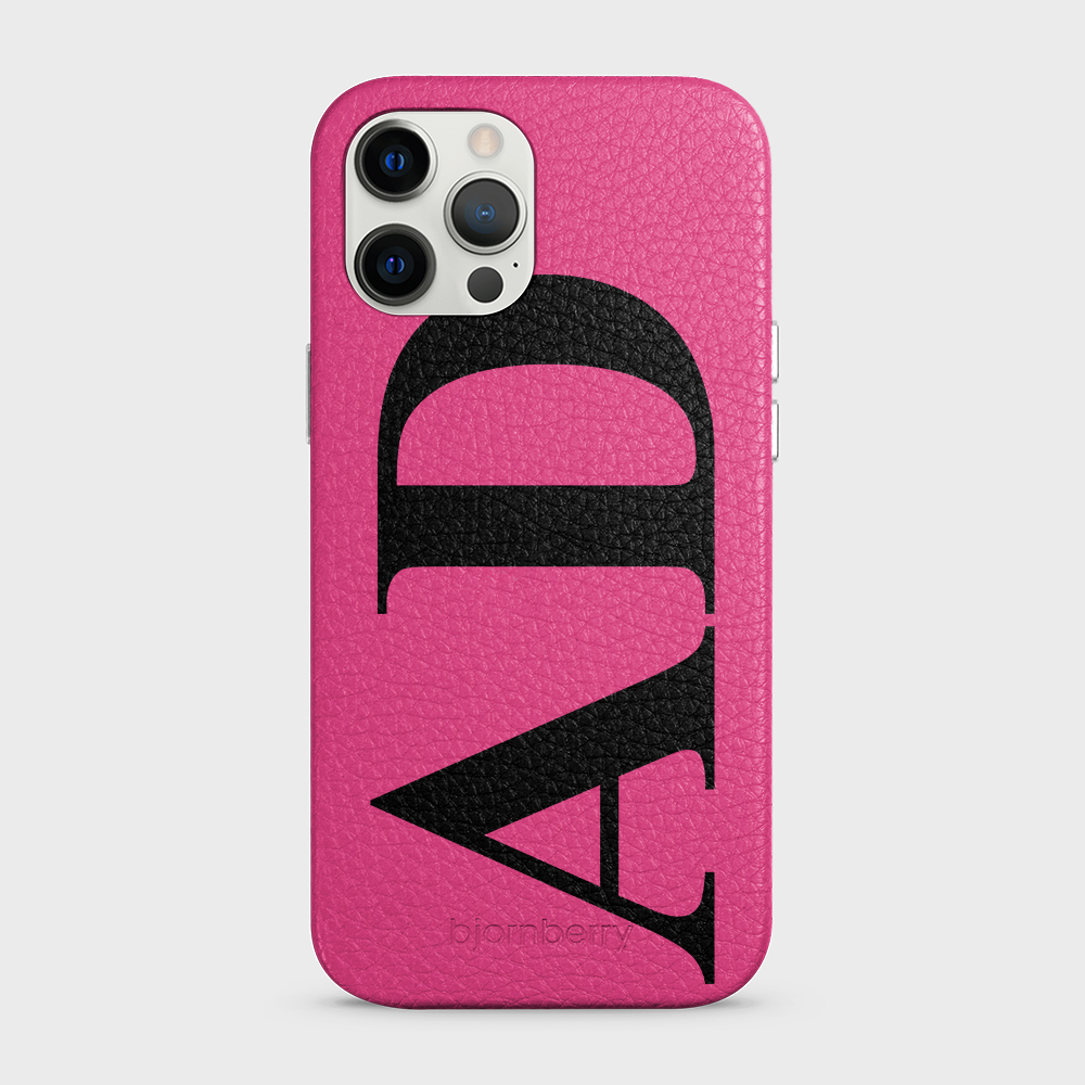 iPhone 12 Pro Max Personalised Leather Case - Large Initials - 31
