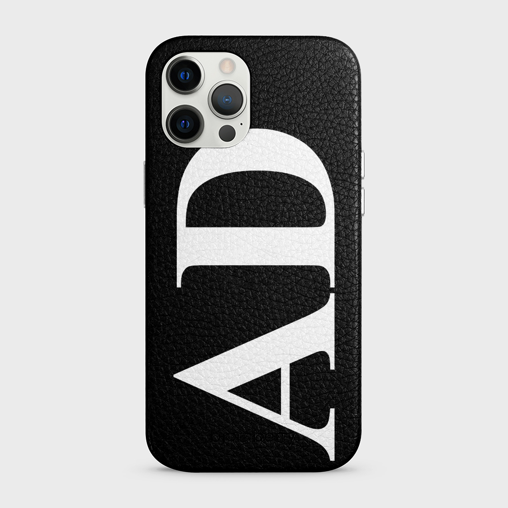 iPhone 12 Pro Max Personalised Leather Case - Large Initials - 2